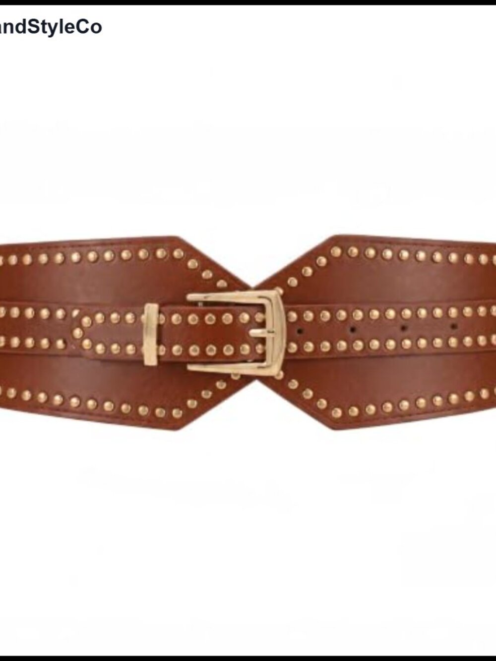 Wide Elastic Waist Belt with Rivet Details Retro Stretchy Cinch Belt 2.3 inch